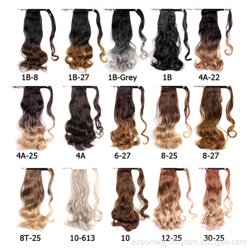 Straight And Curly Ponytails Hair Extension Clips Solid And Ombre Color Synthetic Fiber Hair Pieces Wavy Ponytail Hair